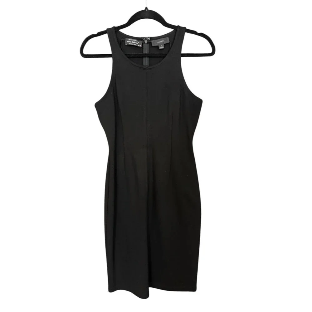 J. Crew Mario Bellucci Italian Ponte Black Sleeveless Sheath Dress Size 4